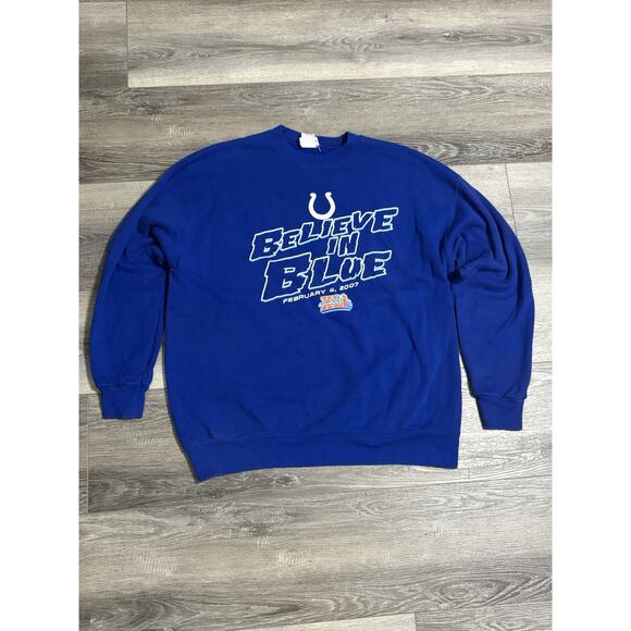 2007 NFL Indianapolis Colts XLI Super Bowl Blue Sweater Crewneck - Men’s XL - Picture 1 of 6